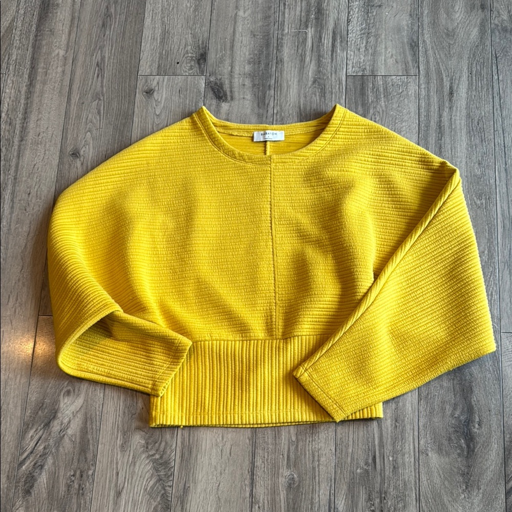 Babaton Yellow Boxy Ribbed Sweatshirt
